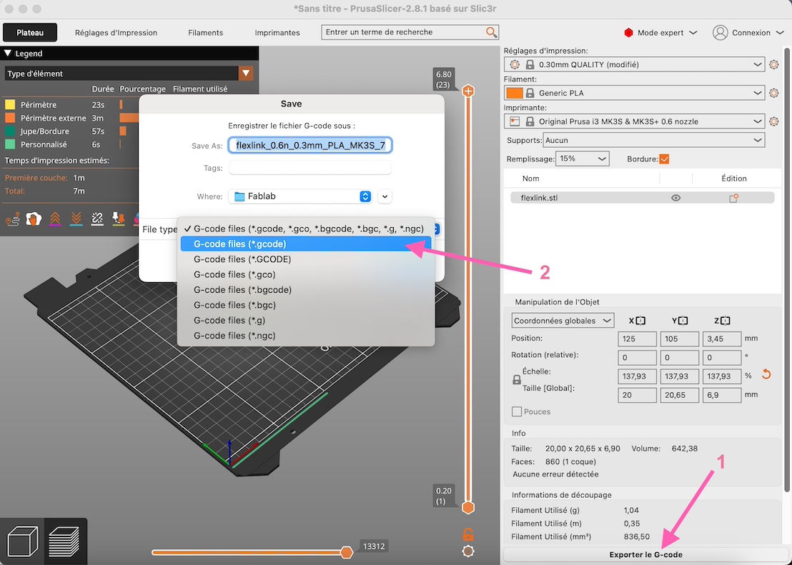 export under gcode
